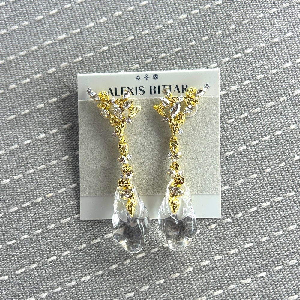 Alexis Bittar Dream Rain Linear Gold and Silver Crystal Earrings NWT 🤩